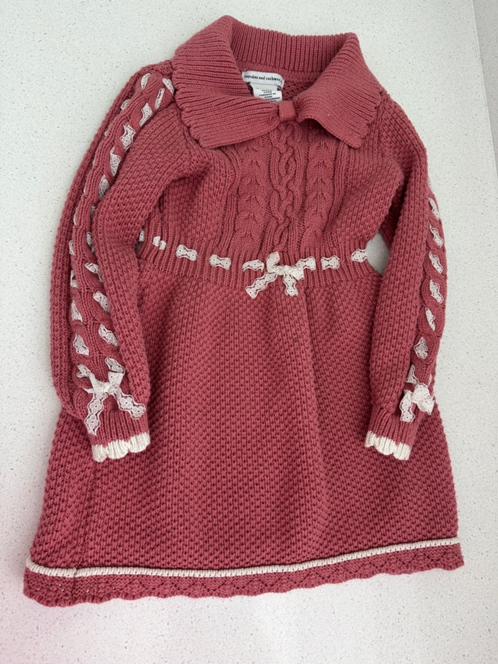 cupcakes & cashmere Rose Cable-Knit Sweater with Peter Pan Collar